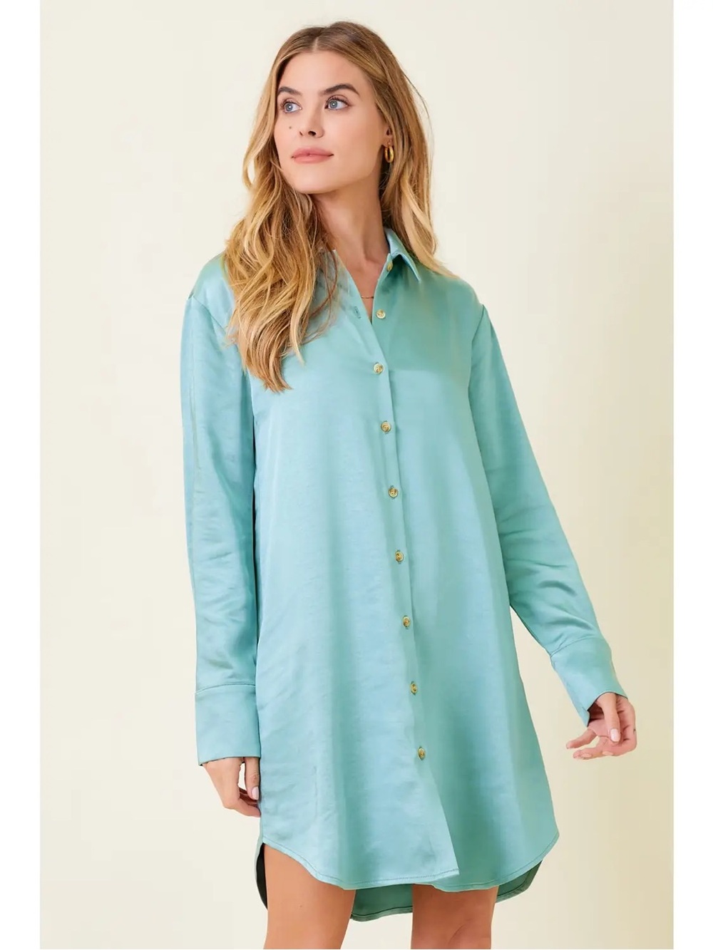 (638) Satin Shirt Dress - NWT
